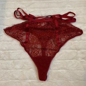 Torrid Red Lace Strappy High Leg High Waist Thong